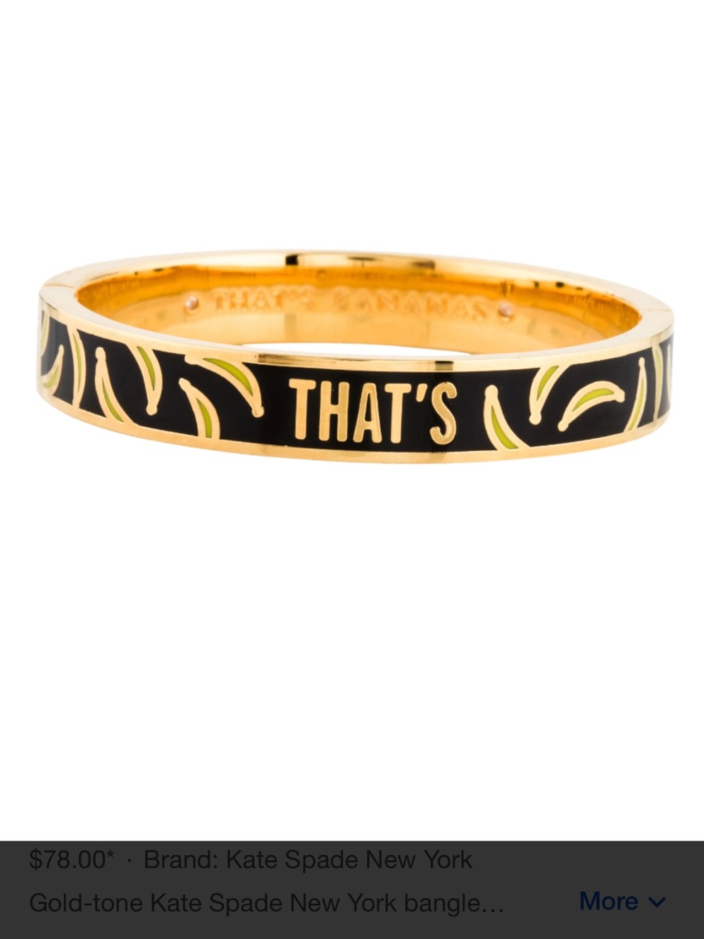 kate spade Black and Gold 'That's' Enamel Bangle with Yellow Banana Motif